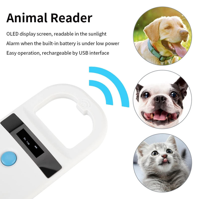 HERCHR Pet ID reader, pet ID pet scanner for animal tracking with OLED display, rechargeable chip reader pet chip from FDX-B (ISO11784/11785) and EMID microchips - BeesActive Australia