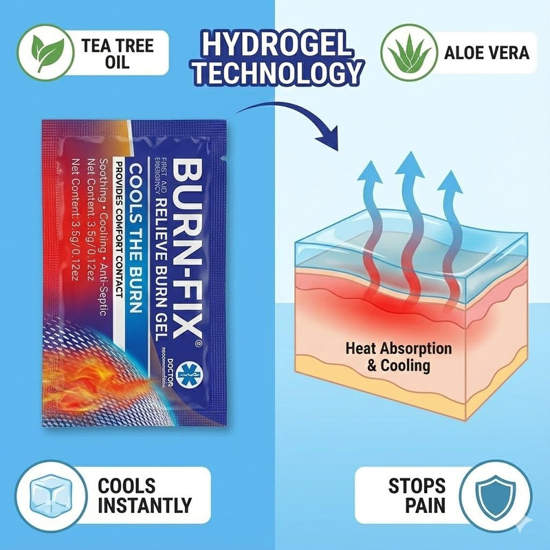 BurnFIX® Burn Kit First Aid Recommended by Doctors, Comprehensive 25pcs First Aid Kit Includes Burn Gel, Burn Dressing, Gloves, Scissors, Wipes for Quick Burn Relief - Sunburn, Electrical, Flame Burns - BeesActive Australia