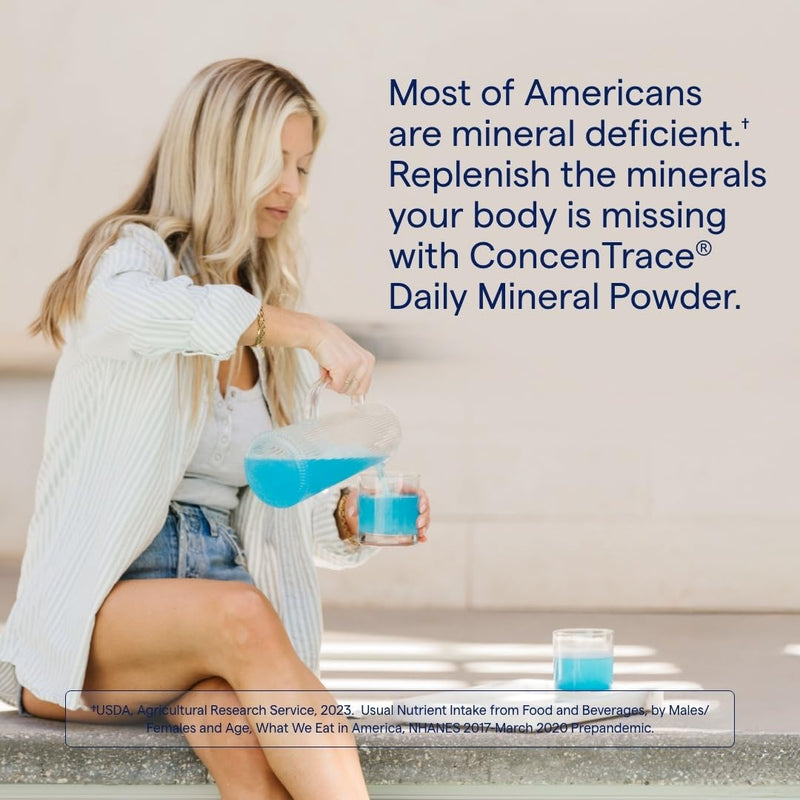 Trace Minerals ConcenTrace Daily Mineral Powder - Supports Energy, Digestion, Bone Health - 70+ Multiminerals Supplement with Ionic Magnesium, Chloride, & Potassium, Sugar-Free (60 Servings) Blue Hawaiian - BeesActive Australia