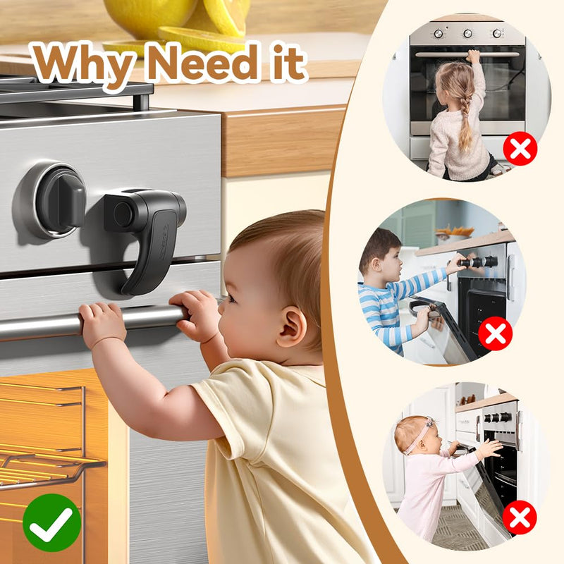 EUDEMON 1 Pack Oven Lock,Baby Proofing Oven Door Lock, Child Safety Oven Front Lock, Easy to Install & Use no Tools Need or Drill (Black) Black