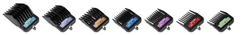 Andis 33655 Premium Clip Animal Comb Set – Built with Plastic, Includes 7 Color Coded Combs of Different Sizes, Metal Clip to Attach Comb - Fits Ultra Edge & Ceramic Edge Blades, Multicolor - BeesActive Australia