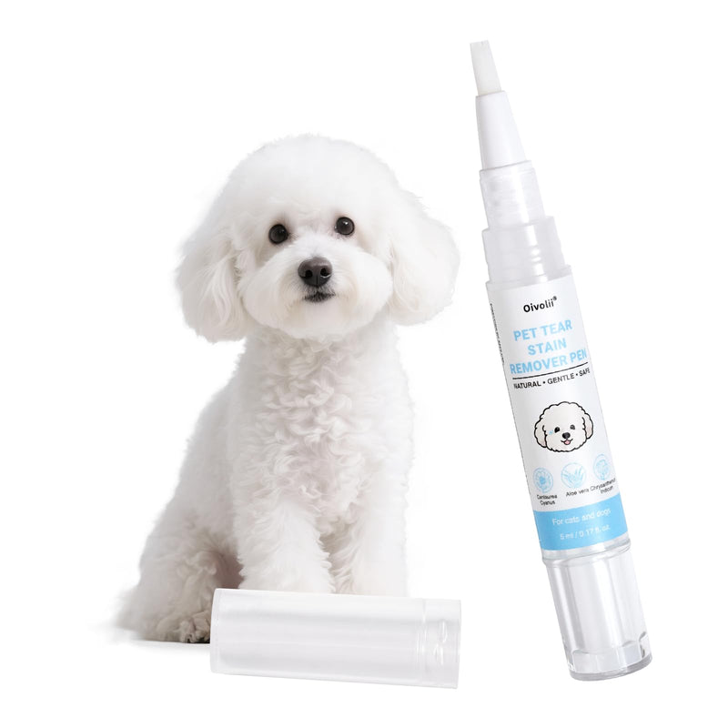 Tear Stain Remover Pen for Dogs & Cats - Gentle Eye Cleanser with Aloe Vera - Professional Stain Remover for White Dogs (Maltese, Poodle) - 5ml