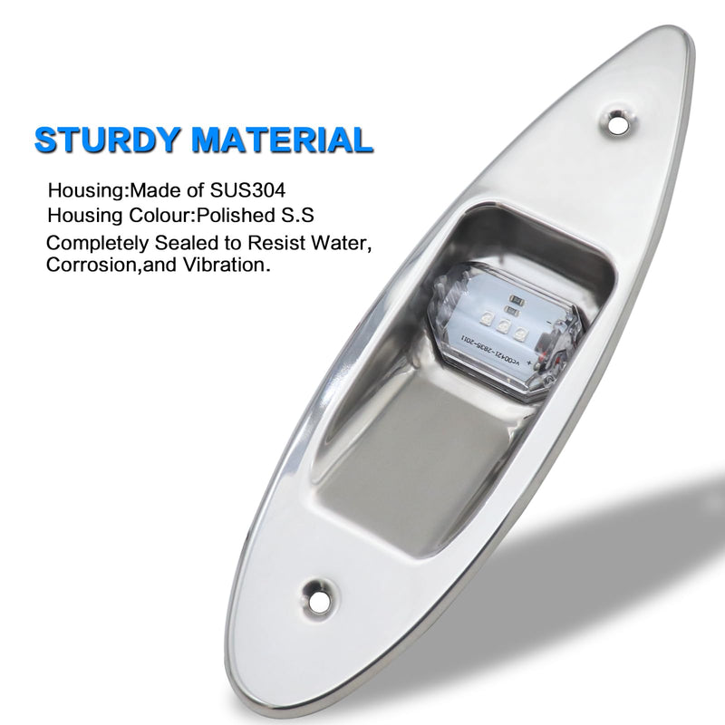 12V LED Navigation Boat Lights Teardrop Type Side Bow Light Waterproof Stainless Steel Shell Marine Boat Yacht Sailing Signal Warning Light visibility 2NM Model 1