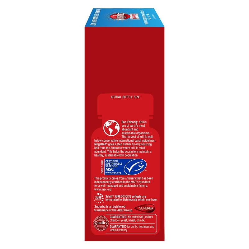 MegaRed 353mg Omega-3 Krill Oil Joint Care Supplement with EPA/DHA Fatty Acids, Antioxidants, Hyaluronic Acid, No Fishy Burp Aftertaste as with Fish Oil, 60 Count Softgels