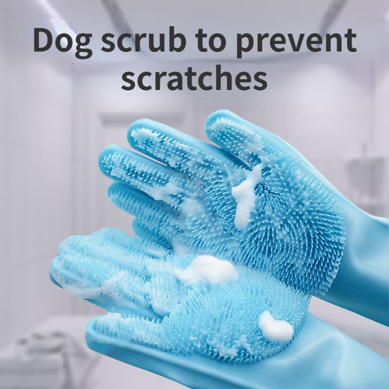 2 pairs of pet bathing gloves, dog and cat bathing gloves, bathing massage, thickening, scratch protection and bite prevention - BeesActive Australia