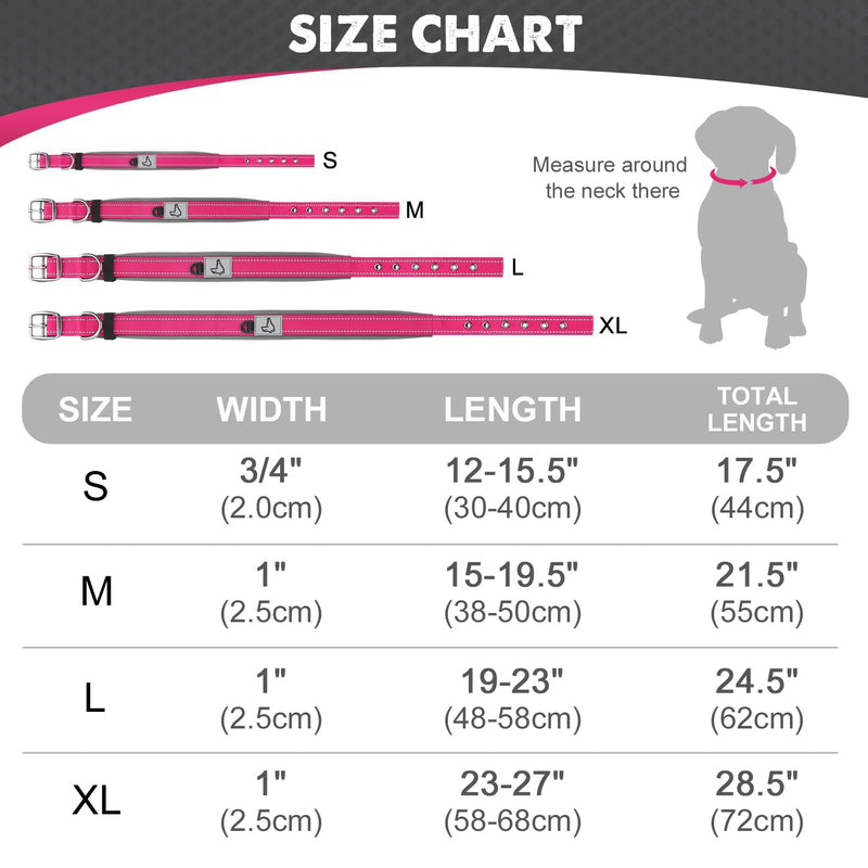 Joytale Dog Collar for Medium Dogs, Neoprene Padded Medium Dog Collar, Reflective Wide Pet Collars with Durable Metal Belt Buckle, Adjustable Heavy Duty Nylon Dog Collar, Hotpink, M Medium (Pack of 1) - BeesActive Australia