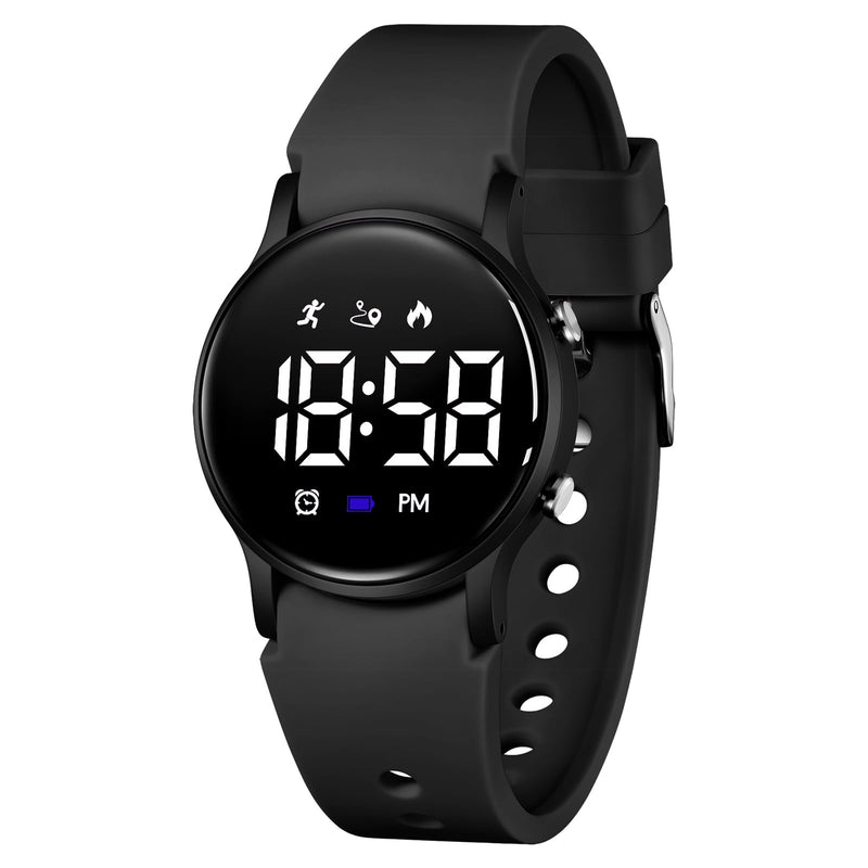 BEN NEVIS Kids Watch for Boys Girls Waterproof Digital Watch for Kids with Pedometer, Vibration Alarm Clock, Stopwatch, Calendar, No App for Ages 5-18 01-Black