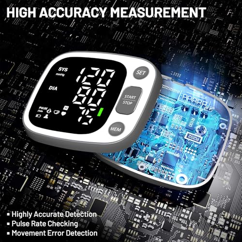 Oklar Wrist Blood Pressure Monitor, FDA Cleared Rechargeable BP Machine Grey