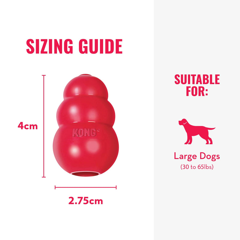 KONG Classic Stuffable Dog Toy - Fetch & Chew Toy for Dogs - Treat-Filling Capabilities & Erratic Bounce for Extended Play Time - Durable Natural Rubber Material - for Large Dogs Large (Pack of 1) Standard Packaging