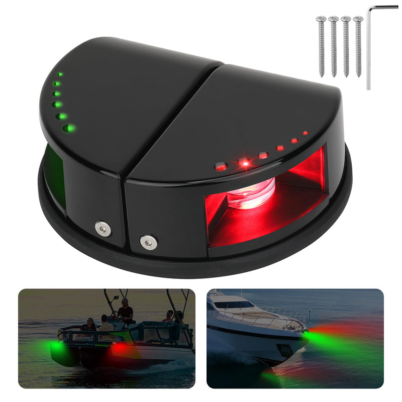 Boat Navigation Lights, Integrated Split 2-in-1 Red and Green LED Bow Lights, IP67 Waterproof Navigation Lights Boat Bow Lights for Pontoon, Yacht and Small Boats(Black)