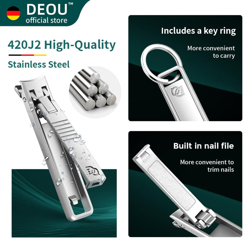 DEOU Folding Ultra-Thin Nail Clippers, Newly Upgraded Anti-Splash mini Stainless Steel Manicure Tool, take with You When Traveling, own Nail File, Men's and Women's Gifts (Nail Clippers + Gift Box) Portable Nail Clippers - BeesActive Australia