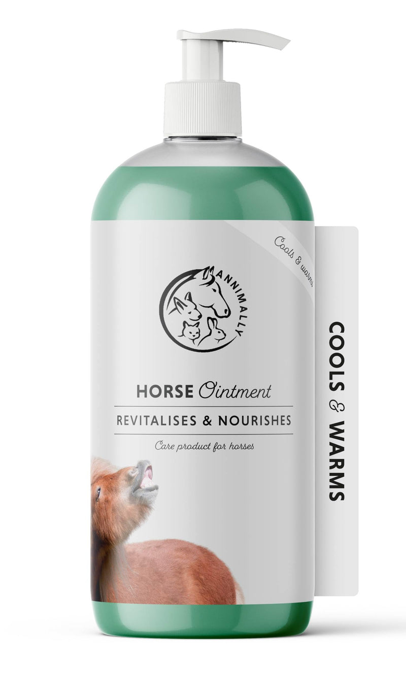 Annimally Horse Balm 500 ml - Cooling & Warming Care Gel, Two-Phase Formula for Muscles, Tendons & Ligaments, with Menthol, Wintergreen Oil, Rosemary & Mint, Made in Germany