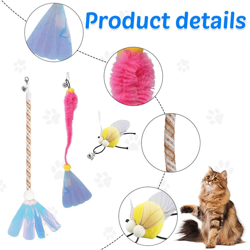 MiOYOOW Cat Wand Toy Refills, 6PCS Sequins Cat Insect Toy Interactive Cat Wand Replacement with Bells for Indoor Cats Kittens - BeesActive Australia