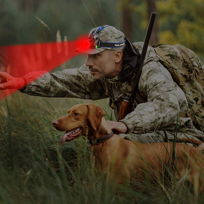 Hunting Red Light Headlamp Zoomable LED Headlight with 3 Lighting Mode and Water Resistant for Running Camping Hiking Reading. 1-Pack