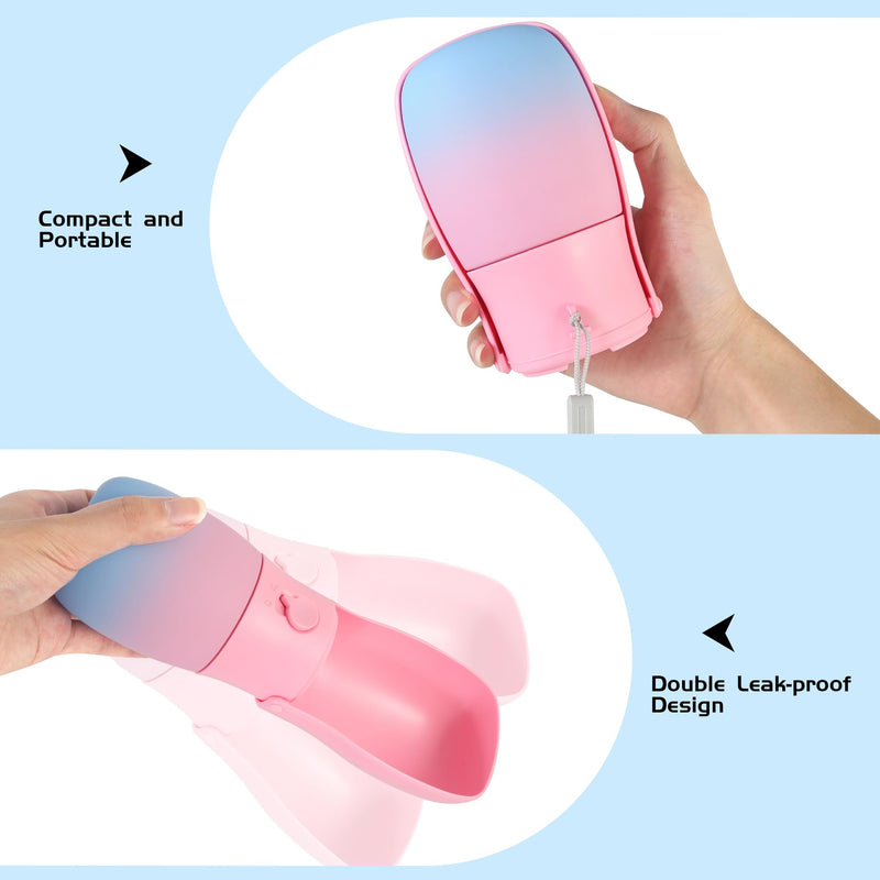 Portable Dog Water Bottle, Travel-Friendly Dog Travel Water Bottle with Carabiner, 10oz Outdoor Space-Saving Water Dispenser for Puppy,Cats, Pets for Walking,Hiking,Travel Pink - BeesActive Australia