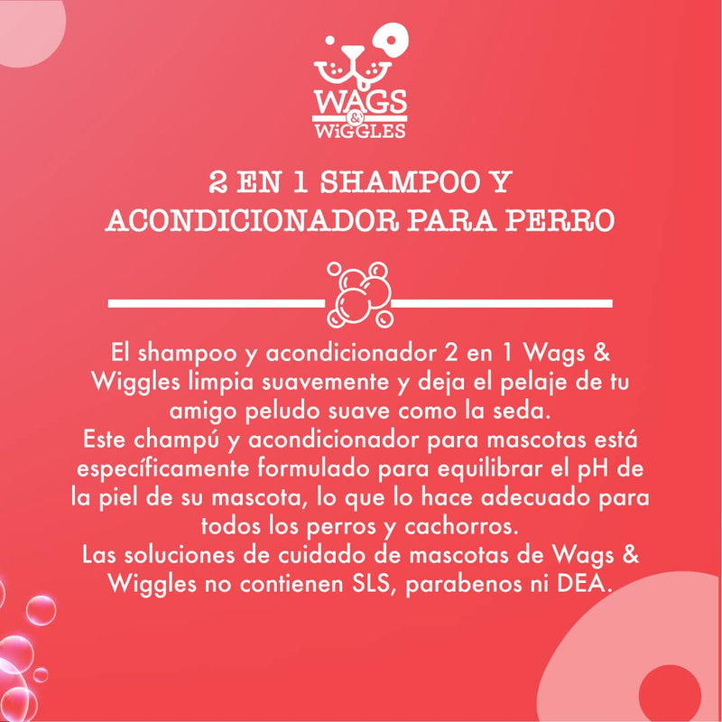 Wags & Wiggles Double Trouble 2-in-1 Dog Shampoo & Conditioner | Cleansing and Nourishing Shampoo and Conditioner for Dogs | Fruity Watermelon Scent, 16 Ounces 16 Fl Oz (Pack of 1) 2-in-1 Shampoo & Conditioner - Watermelon - BeesActive Australia