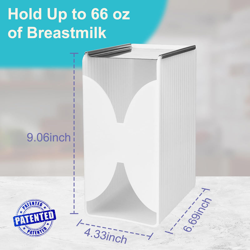 Freeze Organizer and Tower for Breastmilk Storage Bags, Milkybox First-in First-Out Container Storing System with Quick-freeze Tray to Freezing Breastmilk, Reusable and Breastfeeding Essentials White - BeesActive Australia