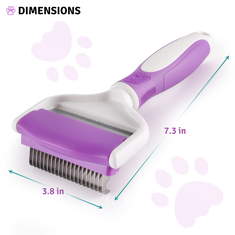 2 in 1 Pet Grooming Tool - Double Sided Deshedding Brush and Dematting Comb - Undercoat Rake for Dogs & Cats Removes Matted Fur, Tangles and Knots Safe & Gentle - BeesActive Australia