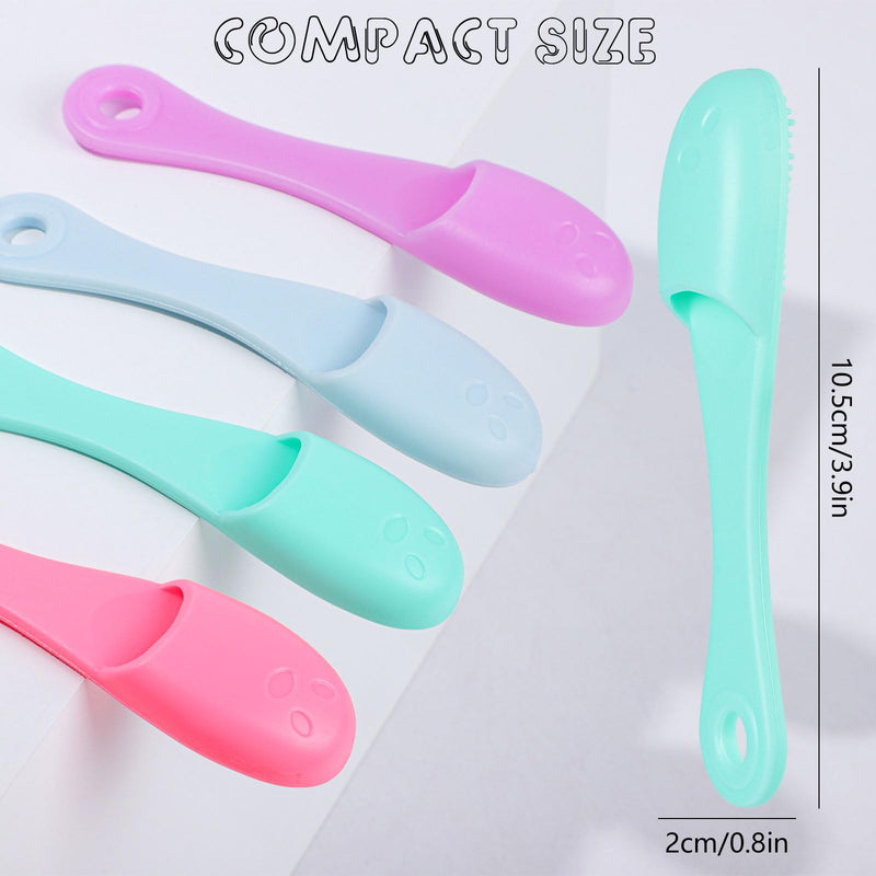 8PCS Silicone Cat Chin Brush, Silicone Scrubber for Cat Chin Cleaner, Soft Pet Finger Toothbrush Dental Care for Cats Dog Puppies 8PCS (Pink+Green+Purple+Blue)*2