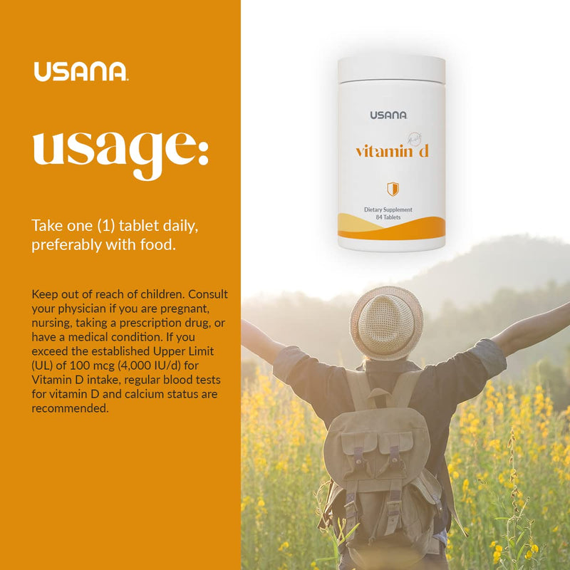 USANA - Vitamin D Maximum Strength 2,000 IU Supplement - 84 Tablets | With 2,000 IU Vitamin D, Vitamin K2, Bone Mineralization, Immune Support, Heart Health and Respiratory Health