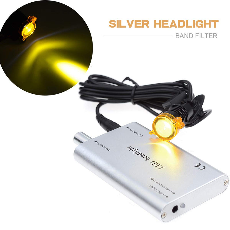 3W Portable Metal Headlight Insert Clip Headlamp with Filter for Binocular Loupe Premium Bag (Silver), RA-005HST Silver