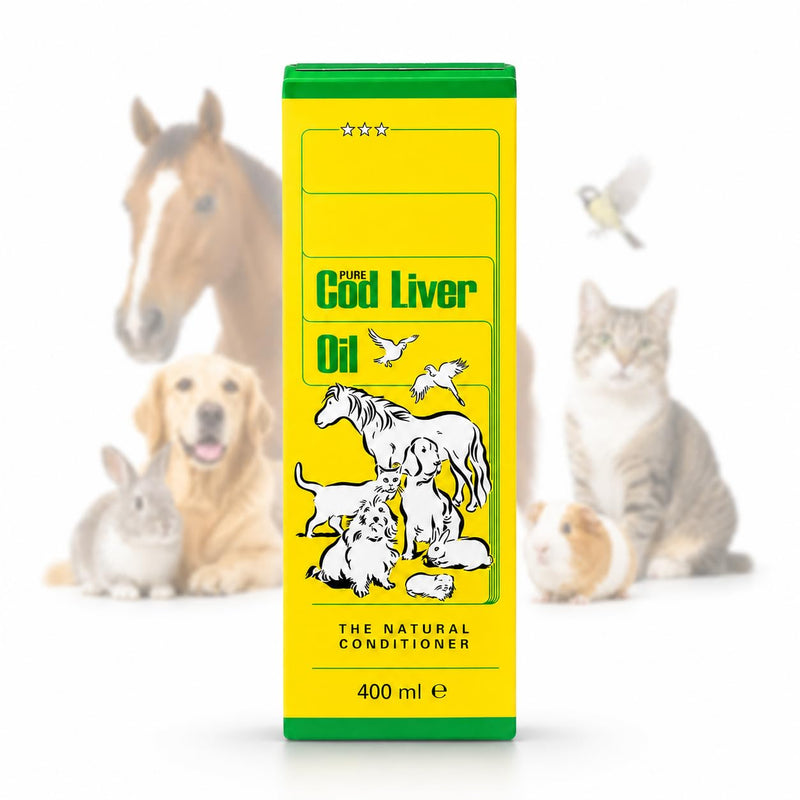 Pure Cod Liver Oil (1 Pack | 400ml) – Omega 3 Supplement for Horses, Birds, Dogs & Cats – Supports Coat, Skin, Joints & Energy
