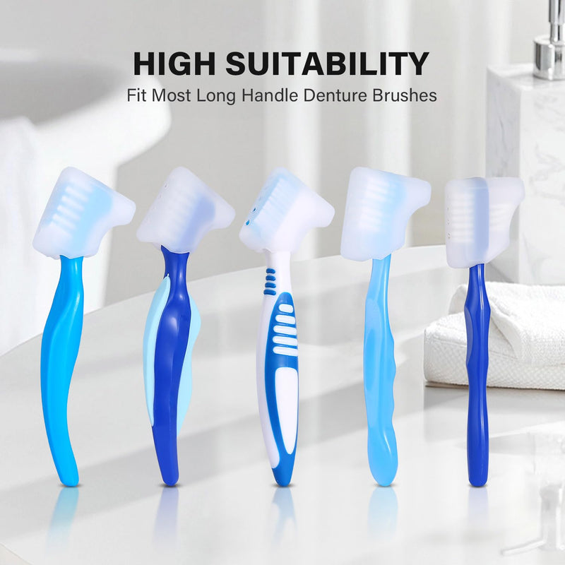 Anbbas 2pcs Silicone Denture Brush Cover Fit Most Denture Toothbrushes(Green and Purple) Green and Purple
