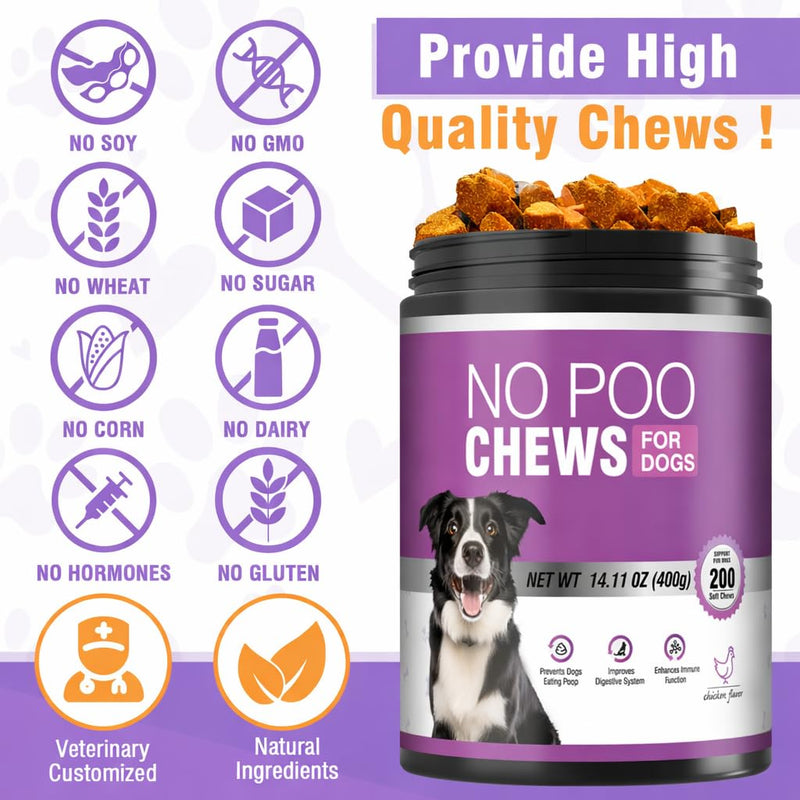 No Poop Eating Deterrent for Dog Supplement with Digestive Enzymes&Probiotics-Coprophagia Deterrent for Dogs