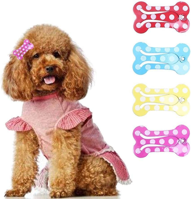 5 Pcs Dog Hair Clips Mini Bone Snap Dog Barrette Small Snap Hair Clips Pet Hair Barrettes Pet Hairpin Dog Hair Accessories Pet Supplies (Rose Red) Rose Red - BeesActive Australia