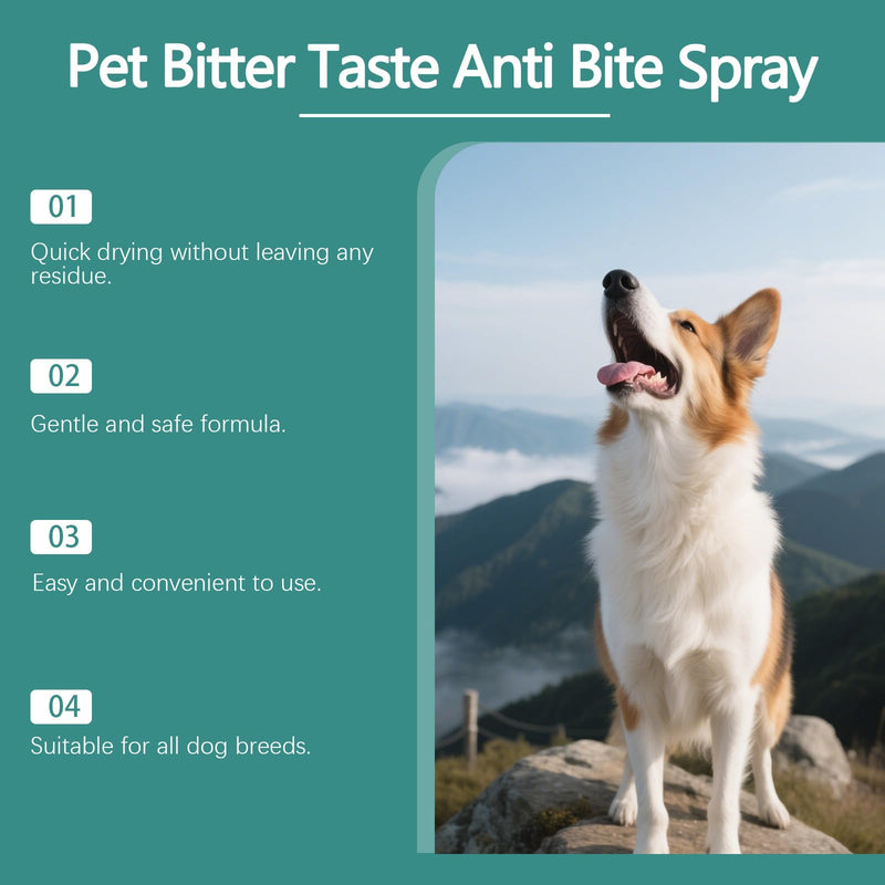 No Chew Spray for Dogs | 3.38oz Bitter Apple Spray for Dogs | Safe, Non-Toxic Chewing Deterrent | Stop Licking, Biting & Destructive Behavior, Protect The Safety of Furniture and Your Belongings