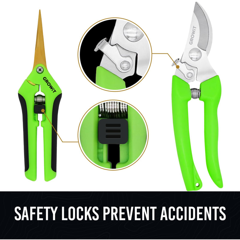 Pruning Shears & Gardening Scissors Set - 7"" Titanium Coated Sharp Garden Clippers, Stainless Steel Garden Shears for Plant - Garden Pruners, Florist Scissors with Non-Slip Grip - BeesActive Australia