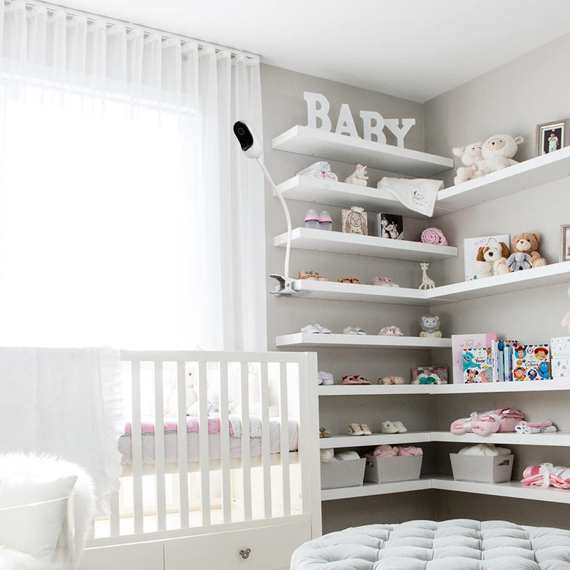Flexible Clip Mount Compatible with Owlet, Motorola and Other Baby Monitor Camera with 1/4 Threaded Hole without Tools or Wall Damage - White - BeesActive Australia
