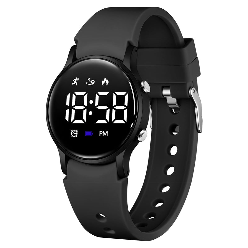 BEN NEVIS Kids Watch for Boys Girls Waterproof Digital Watch for Kids with Pedometer, Vibration Alarm Clock, Stopwatch, Calendar, No App for Ages 5-18 01-Black