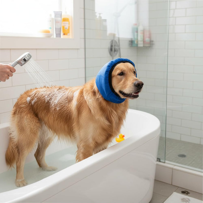 Dog Ear Muff, Noise Protection Waterproof Dog Bathing Ear Covers Adjustable Cat Quiet Earring Wrap for Grooming Swimming L