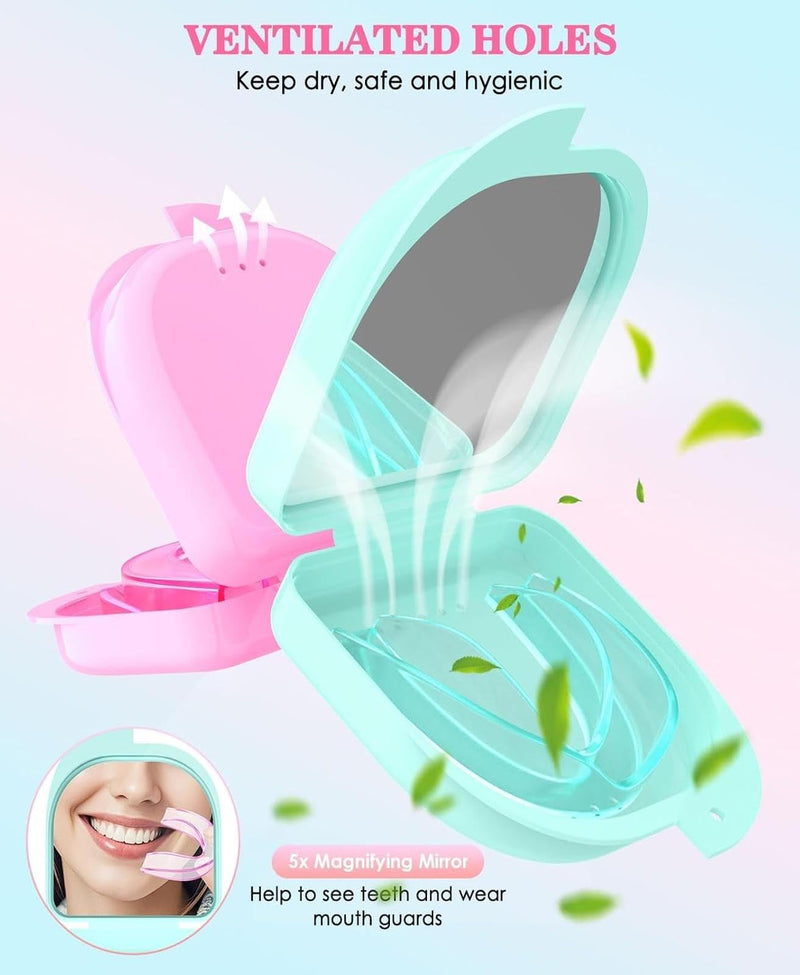 Anti Grinding Guard, 2 Color Night Guards for Teeth Grinding, 4 Pcs/2 Sizes, Green/Pink