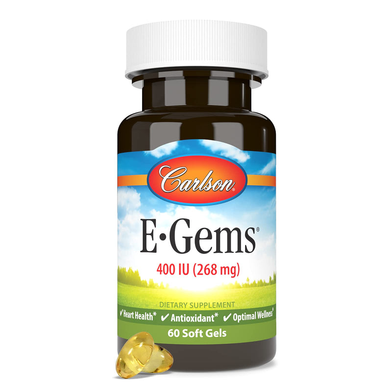 Carlson Labs E-Gems Natural Vitamin E, 400 IU, 60 Softgels (Pack of 2) 60 Count (Pack of 2)
