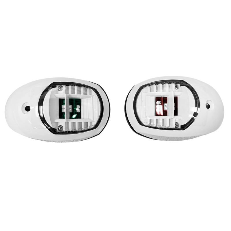 Pactrade Marine Boat Navigation Lights Red and Green LED Side Lights (Vertical Mount) - 2 NM White Housing | Green Starboard Red Port Navigation Lights for Boats LED 2 NM Model - White - BeesActive Australia