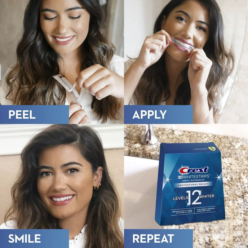 Crest 3D Whitestrips Professional Bright Levels 12 Teeth Whitening Kit, 18 Treatments, 1, 36.0 Count 36 Count (Pack of 1) - BeesActive Australia