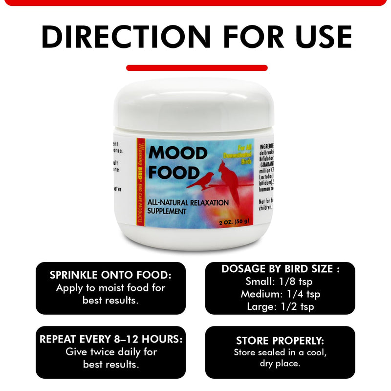 Morning Bird Mood Food 2 oz – Natural Calming Supplement for Birds – Non-Sedating Formula – Helps Reduce Stress, Aggression & Feather Plucking – Gentle Support with Amino Acids & B Vitamins