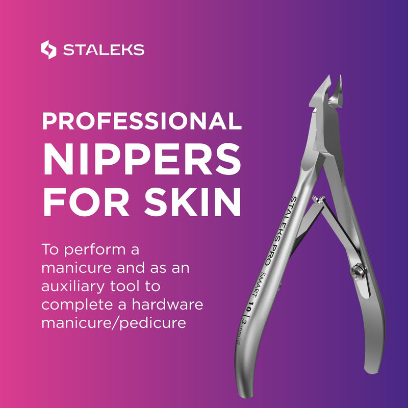 Staleks Pro SMART 10 Cuticle Nippers – 3 mm Blades – Satin Finish – Stainless Steel – Professional Tool for Classic Manicure and Hardware Procedures