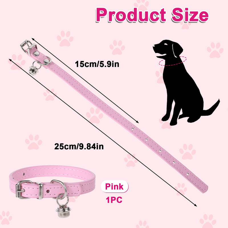 Dog Collars for Small Dogs Collars Chihuahua Puppy Collar Adjustable Pink Dog Collar with Bell Bling Kitten Collar for XXS Xs Small Medium Female Girl Dogs Pet Cat, 3/8 Inch Width - BeesActive Australia