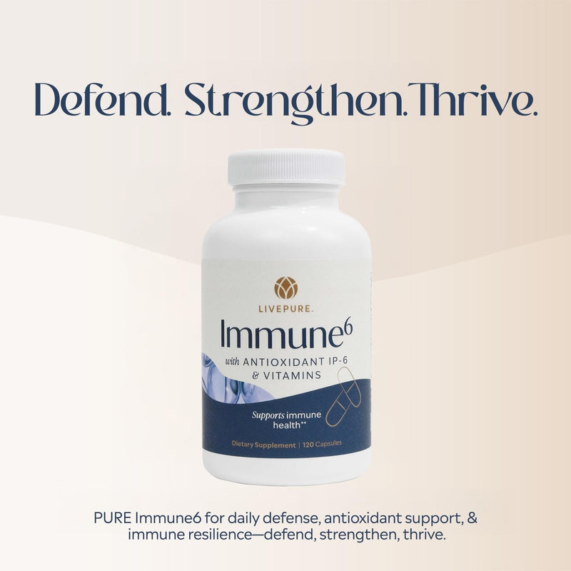 PURE Immune6 - Immune Support Supplement with Antioxidant Inositol Hexaphosphate IP6, Selenium Supplement + Vitamin C and D3 - Boost Immunity with Our Multi Vitamin - 120 Capsules