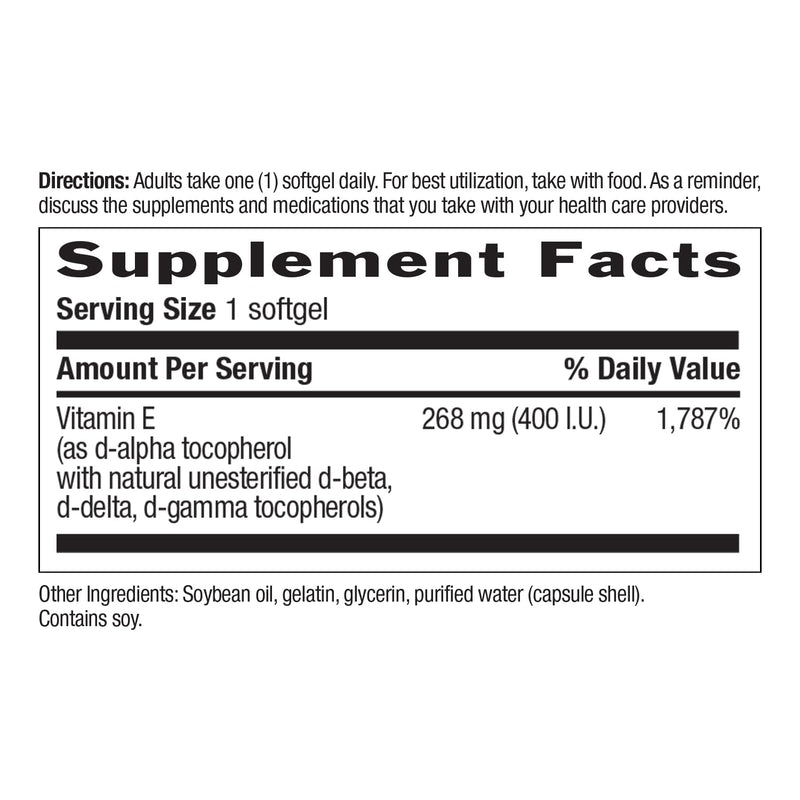 Country Life Vitamin E Complex 400 IU with Mixed Tocopherols, 90 Softgels | Natural d-alpha vitamin E with mixed tocopherols provides antioxidant and immune support in a gluten-free once-daily softgel