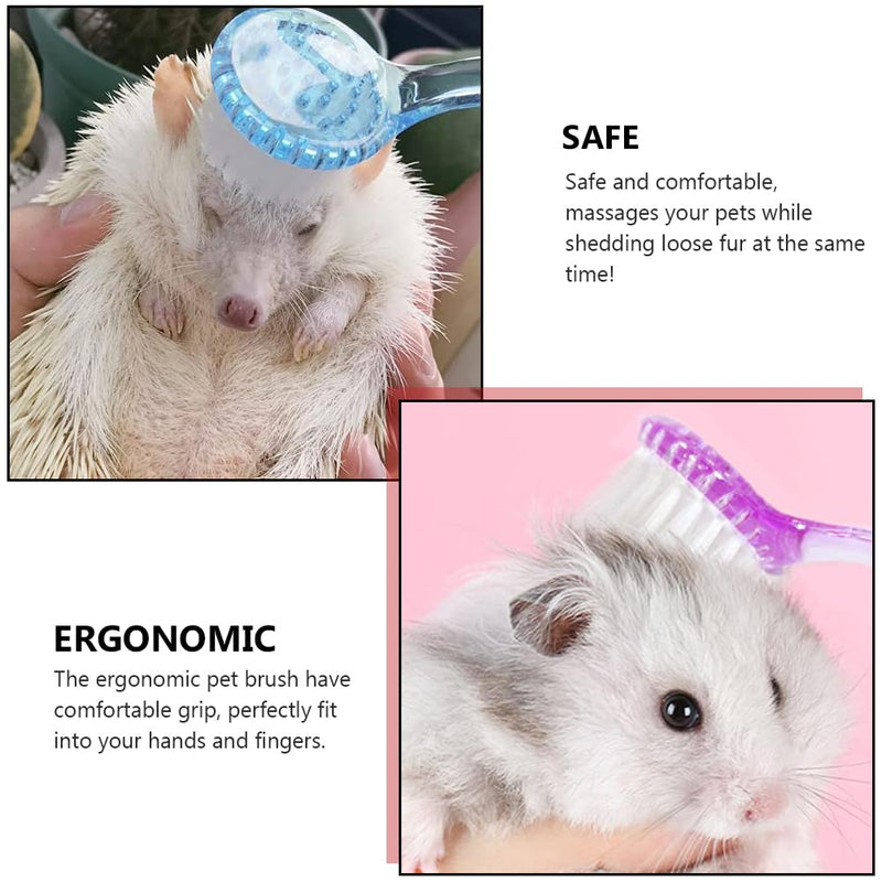 Ipetboom Hamster Guinea Pig Brush - 4pcs Small Pet Bath Brush Bunny Accessories - Hamster Shower Brush Massage Accessories - Shower Comb for Pet Nail Cleaner Plastic 13x4.5cm Random Color - BeesActive Australia