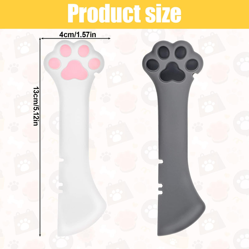 2 Pcs Dog Cat Food Spoon Cute Paw Cat Food Spoon Cat Wet Food Spoon Silicone Pet Food Can Opener Spatula Scoop Mixing Spoons Mini Spatula for Pet Canned Food Small Feeding Jars Spatulas (Gray, White) - BeesActive Australia