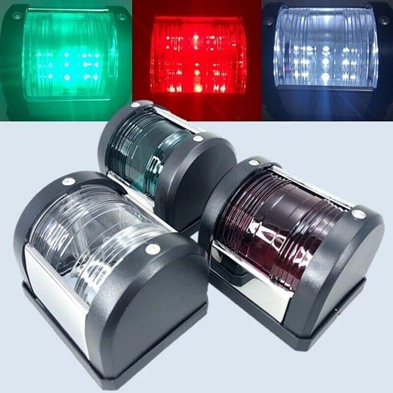 Marine Boat LED Navigation Light Green Starboard,Red Port Side,White Stern 3Pcs Black ABS Waterproof IP66 - BeesActive Australia
