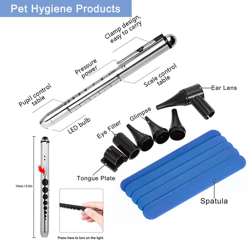 Veterinary Otoscope Kit,LED Vet Pet Cat Dog Ear Inspection, with 3X Magnifying Glass and penlight, Checking Pets Ears Eye Oral Cavity,Apply to Pets of All Ages Dogs Cats Rabbit - BeesActive Australia