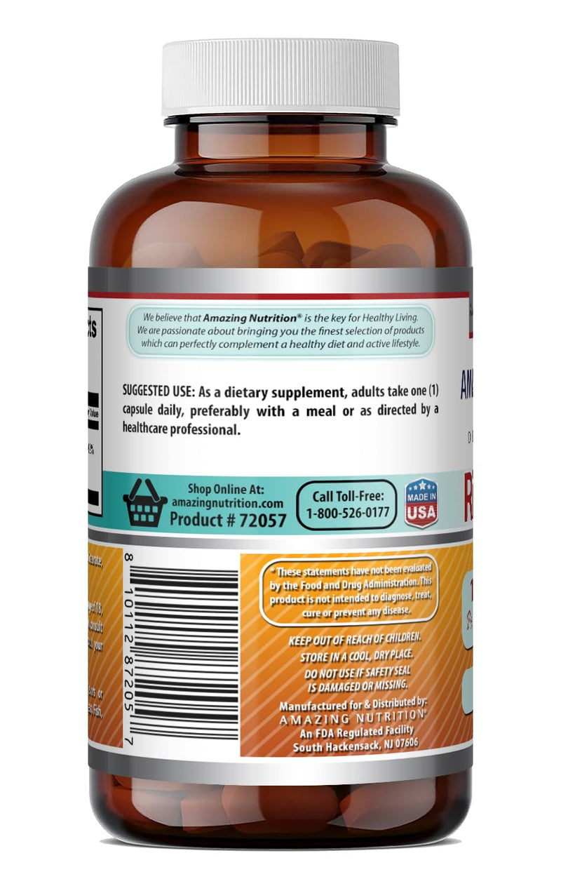 Amazing Formulas Riboflavin (Vitamin B2) Supplement |100 Mg Per Serving | 120 Capsules | Non-GMO | Gluten Free | Made in USA