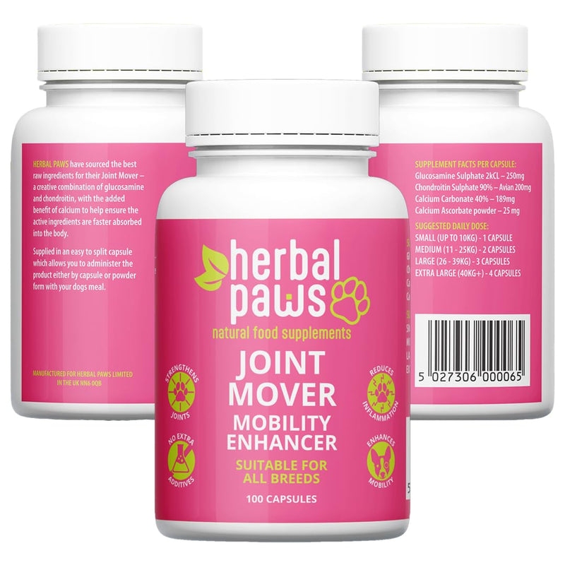 Joint Mover Dog Joint Supplement - Glucosamine and Chondroitin with Calcium - Supports Mobility and Healthy Joints - Plant-Based Capsules