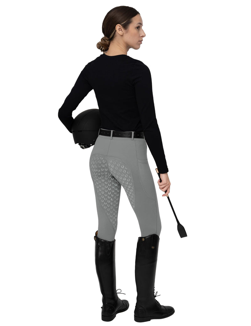 FitsT4 Sports Women's Full Seat Riding Tights Active Silicon Grip Horse Riding Tights Equestrian Breeches Large Grey - BeesActive Australia